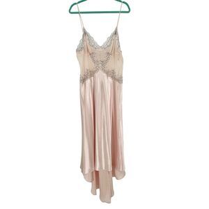 VTG Sheer Lace Silky Long Night Gown Romantic Dainty Sexy Lingerie Pink NWT 1X